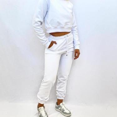 Imagem de Conjunto Moletom Cropped e Calça Estiloso e Confortável - NATIVA, Bran