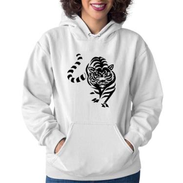 Imagem de Moletom Feminino Tigre Traços - Foca na Moda, Branco, G