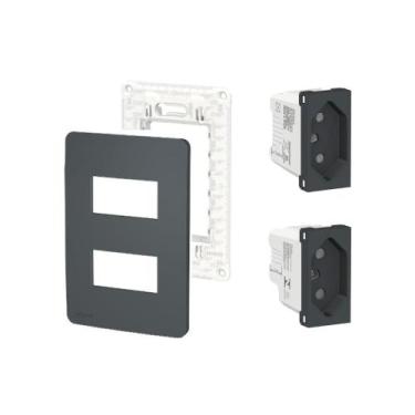 Imagem de Kit Tomada Dupla 10A-20A com Placa e Suporte Orion Schneider