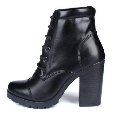 Imagem de Bota Coturno Feminina Salto Medio Blogueira com Cadarço - HYPE, Preto,