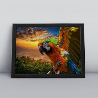 Imagem de Quadro Decorativo Moldura Preta 30x40cm Araras Paisagem - Gueds Store