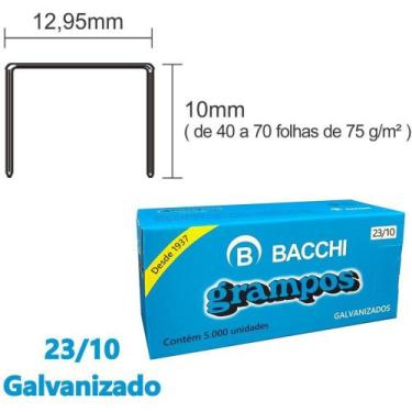 Imagem de Grampo para Grampeador 23/10 Galvanizado 5000 Grampos - Bacchi