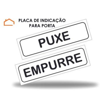 Imagem de Placa Empurre Puxe Porta Blindex Madeira Indicação Sinalização Empresa