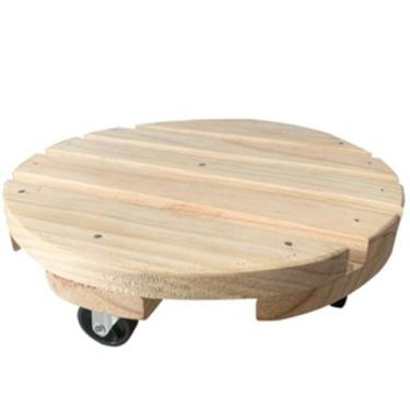 Imagem de Suporte Para Vaso 20cm Pinus natural Redondo Madeira Com Rodas - ACLUM