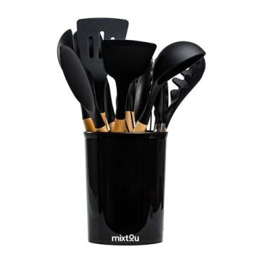 Imagem de Kit 12 Utensílios De Cozinha Em Silicone E Cabo De Madeira - MIXTOU, P