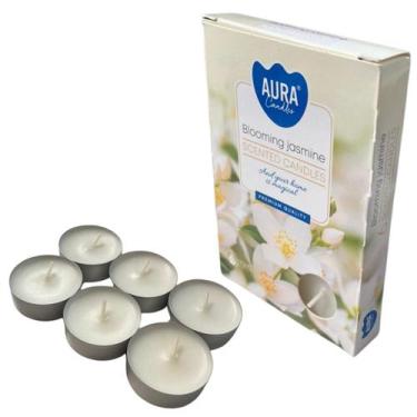 Imagem de Kit 6 Velas Jasmim Florescendo Rechaud Difusor Fondue 6h - Lua Mística