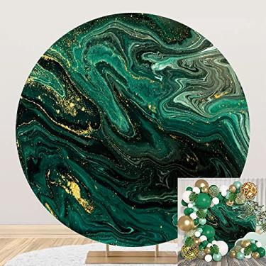 Imagem de DORCEV Capa de fundo redonda com textura de mármore verde esmeralda, 2 x 2 m, poliéster, luxo, dourado, verde, mármore, glitter, fliud, para fotografia, chá de bebê, aniversário, casamento, noivado,