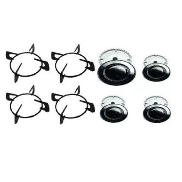 Imagem de Kit Tampa + Bacia + Grelha Peças Cooktop Fogão Fischer 4 B