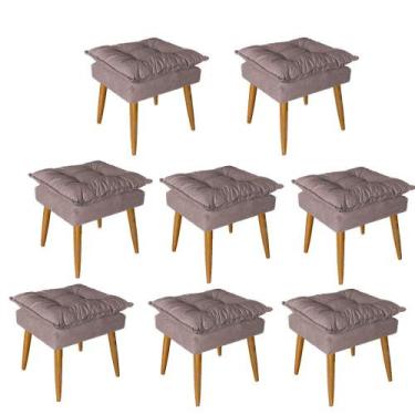 Imagem de Kit 08 Puff Puf Banqueta Opala Para Quarto Sala Recepção Suede Marrom 