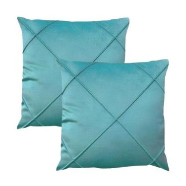 Imagem de Kit 2 Capas para Almofada Drapeada em Veludo Quadrada Tiffany - Díspar