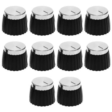 Imagem de ECSiNG 10 peças de botões de áudio, potenciômetros, amplificador, botão de áudio, barril de áudio, compatível com Marshall Amp JCM 800 900 2000 Plexi JMP, preto e prata