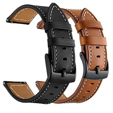 Imagem de Anrir Pulseiras femininas Garmin Vivoactive 4S, de couro geniue de 18 mm, para Garmin Venu 2S/Forerunner 255s/255s Music/Vivomove 3S de 39 mm, Fossil Gen 6/5E 42 mm/Gen 4 Q Venture HR - pacote com 2