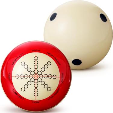 Imagem de Gemscream 2 peças de bola de bilhar com pontos para treinamento, artefato de treino, tamanho regulável, bolas de sinuca de treinamento de 6,5 cm para jogos de acessórios de mesa de bilhar esportivos