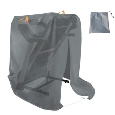 Imagem de King Mills Capa de esteira 420D impermeável para armazenamento externo ou interno, ideal como capa elíptica e cobertura de esteira externa com 2 alças refletivas para máquina de corrida, dobrada