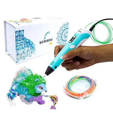 Imagem de SCRIB3D P1 3D Printing Pen with Display - Includes 3D Pen, 3 Starter Colors of PLA Filament, Stencil Book + Project Guide, and Power adapter