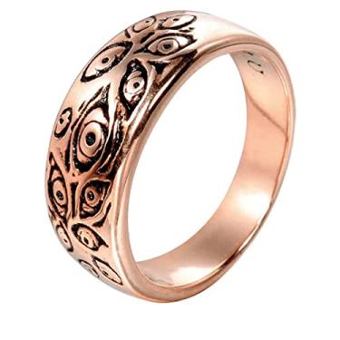 Imagem de PMTIER Anel masculino vintage de aço inoxidável gravado olho de Deus preto dourado prateado, Metal, Metal