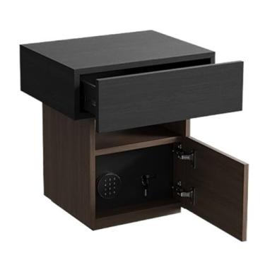 Imagem de Mesa de cabeceira Mesa de cabeceira com cofre oculto, armário de armazenamento para sala de estar, mesa de cabeceira moderna de madeira, mesa final para quarto, escritório Gavetas Tabela final(Preto)