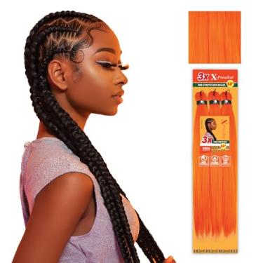 Imagem de Sensationnel Xpression prestretched braiding hair - 3x xpression 58inch kanekalon fiber flame retardant smooth yaki braid - 3x x-pression 58 inch (1 pack, ORANGE)