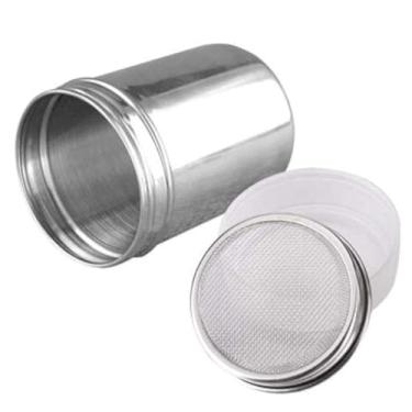 Imagem de DNHCLL Agitador de malha fina de aço inoxidável canela para cobertura de açúcar em pó farinha de cacau e café, agitador de açúcar em pó com tampa para cozinhar na cozinha