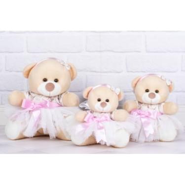 Imagem de TRIO DE URSO TEDDE BAILARINA 15/18/22 CM, PARA DECORAÇÃO (floral ramo escuro - Pelúcia Doce de Leite)