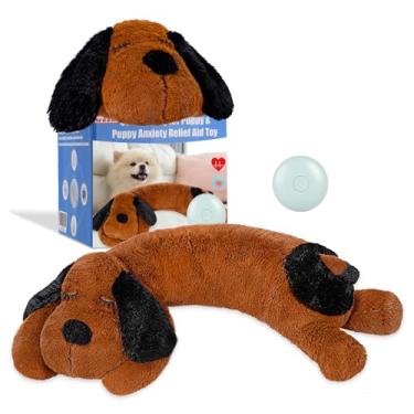 Imagem de WEOK Filhote de cachorro para batimentos cardíacos – Travesseiro confortável para cães, brinquedo de conforto para cães, alívio da ansiedade, brinquedo de pelúcia de batimento cardíaco para cães,