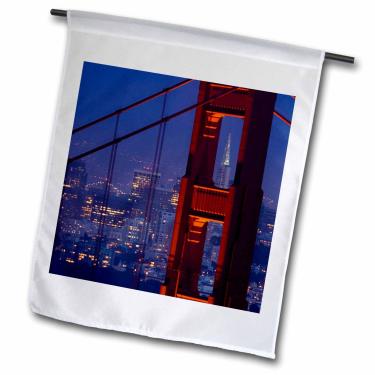 Imagem de 3dRose fl_88427_1 Transamerica, Golden Gate Bridge, São Francisco, Ca-Us05 Jgs0010-Jim Goldstein Bandeira de jardim, 30 x 45 cm