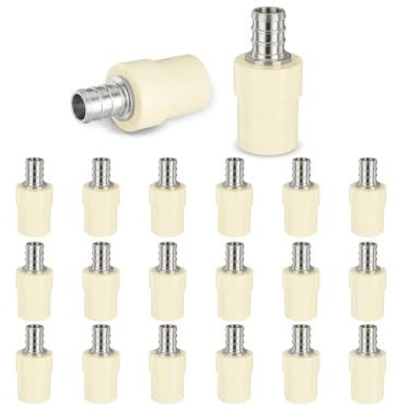 Imagem de 20-PACK HeSun Acoplamento de transição CPVC 1/2 polegada, 1/5.1 cm PEX 1/5.1 cm CPVC Latão Crimp Pex Fittings, ASTM F1807