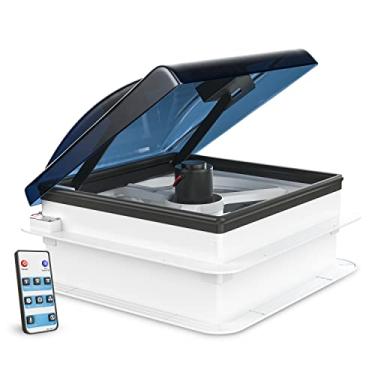 Imagem de Leisure Coachworks 14" X 14" Ventilador de Ventilação de Teto Rv 12V Ajustável Sensor de Chuva de 5 Velocidades, Controle Remoto com Tampa Defumada