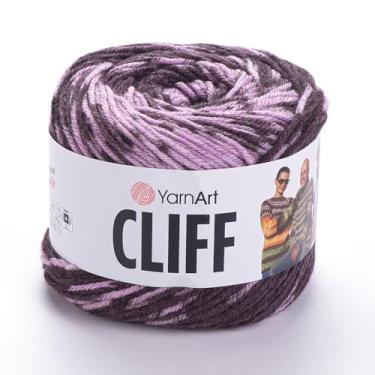 Imagem de YarnArt Fio acrílico de lã de mármore Cliff – 80% acrílico, 20% lã, tricô crochê para artesanato – suéter, cachecol, fio de xale, fio de outono inverno peso médio (4), 1 novelo (8309)