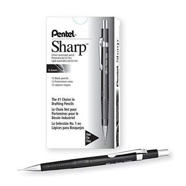 Imagem de Pentel Lápis automático afiado, tamanho grafite de 0,5 mm, cano preto (P205A), caixa com 12