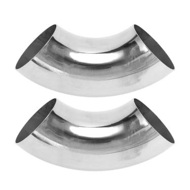 Imagem de Motoforti 2 peças 90 graus curva mandril cotovelo carro modificado tubo de escape tubulação tubulação 6.3 cm espessura OD 1,2 mm/18GA 63x175x1,2 mm 201 aço inoxidável 2 peças