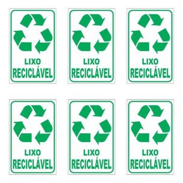 Imagem de 6 Adesivos Lixo Reciclável P/ Lixeiras - 20x12cm - Coleta - Royal Prin