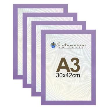 Imagem de Kit 4 Porta Retrato Molduras A3 30x42  Lilás - Santamaria Molduras