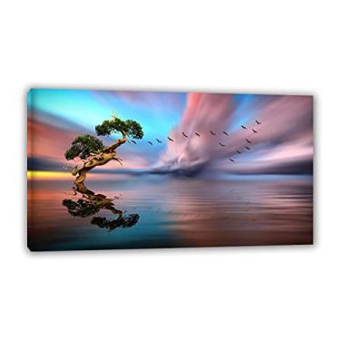 Imagem de Imagens de árvores em tela - arte de parede de floresta - impressão de pintura de paisagem em tela-/árvores cor céu estrelado/pôsteres e impressões pronto para pendurar - arte moderna decoração de