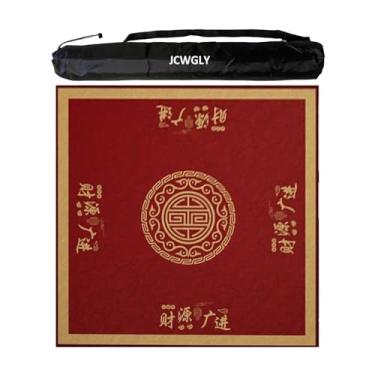 Imagem de Tapete De Mahjong Antiderrapante Silencioso Para Mesa Com Saco De Armazenamento, Toalha De Mesa Quadrada Macia E Resistente Ao Desgaste Para Jogo De Tabuleiro De Cartas De Pôquer Mahjong(Red,85x85 cm/
