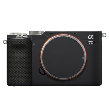 Imagem de JERXTTON Adesivo de capa de câmera para Sony A7C protetor de câmera película protetora antiarranhões decoração (preto fosco)