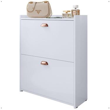 Imagem de Sapateira Closet Vertical Organizadora 12 Pares Calçados Unissex Prateleira 2 Andares Gavetas Basculante Branco - Lojas RPM
