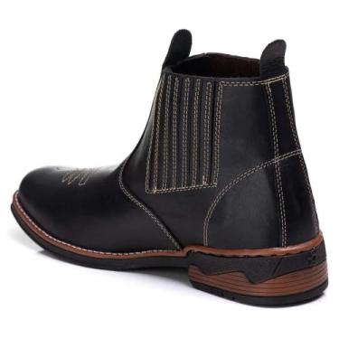 Imagem de Botina Bota Chelsea Em Couro Masculina-338 - Elefante colore, Preto, 3