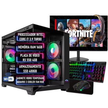 Imagem de PC Gamer Completo Intel Core i7 3.9Ghz RAM 16GB SSD 480GB RX 550 4GB -