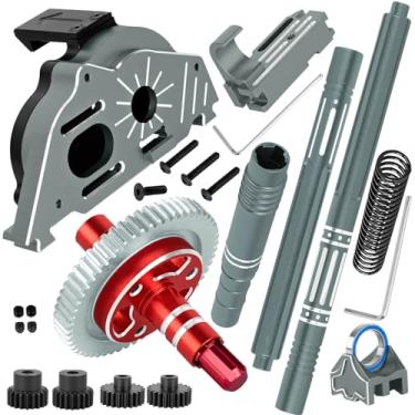 Imagem de hopsupRC Motor Mount Gear Cover Gearbox&57T(20/21T Pinions)Spur Gear Slipper Clutch&Driveshafts Center Drive Shaft CVD Upgrades Part for 1/10 Senton/Granite/Big Rock 3S BLX,1/8 Typhon 3S BLX.Titanium