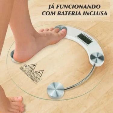 Imagem de Balança Corporal Digital RedondBase Vidro P Banheiro Consultório Quart