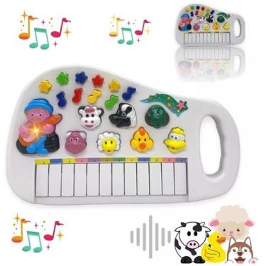 Imagem de Piano Musical Teclado Educativo Animais da Fazenda Com Luzes Á Pilha -