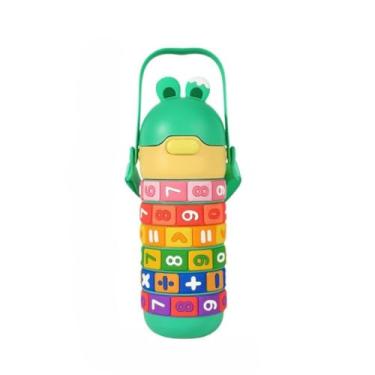 Imagem de Garrafa Térmica Infantil Suco Água Aço Inox 430ML Garrafa Educativa Tabuada Números Mantém 12h Quente e Gelado Design Infantil Livre de BPA Parede Isolamento Térmico (Verde)