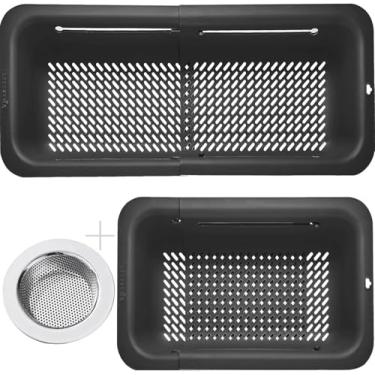 Imagem de LASSHSWA Escorredor e coador dobrável para cozinha, escorredor sobre a pia cesto de filtro para cozinha, coador de alimentos de macarrão de frutas, coador de plástico com um coador de pia de cozinha