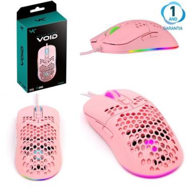 Imagem de Mouse Gamer Ambidestro 7600 DPI Usb RGB Fio 1,80 Metros 7 Botões Rosa 