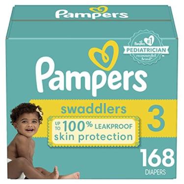 Imagem de Fraldas Tamanho 3, 168 Contagem - Pampers Swaddlers Fraldas descartáveis para bebês, (Embalagem pode variar)