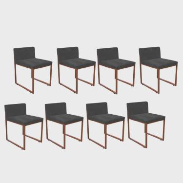 Imagem de Kit 08 Cadeiraa De Jantar Escritório Recepção Lee Office Industrial Ferro Bronze Tecido Sintético Cinza - Ahz Móveis