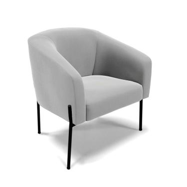 Imagem de Cadeira Sala De Jantar Pé De Ferro Preto Stella Suede D03 - D'rossi Cor Cinza