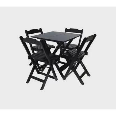 Imagem de Mesa Dobrável 70x70 com 4 Cadeiras Preta