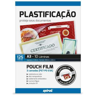 Imagem de Plástico para plastificação 303x426mm A3 Spiral pt 10 un